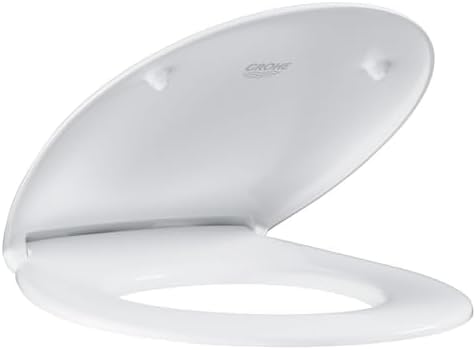 GROHE Bau Keramik WC Sitz aus Duroplast - Werkzeuglos abnehmbar, Edelstahl-Scharniere, alpinweiß, ideal für modernes Bad