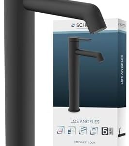 SCHÜTTE Waschtischarmatur LOS ANGELES 33116 – Elegante hohe Badarmatur mit 225 mm Auslauf für Aufsatzwaschbecken, Schwar