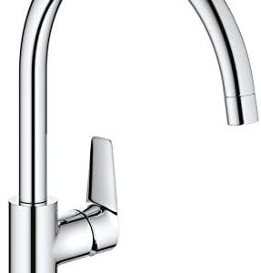 GROHE BauEdge Küchenarmatur – Hochdruck Wasserhahn mit 360° Schwenkbereich für optimale Flexibilität in der Küche, chrom