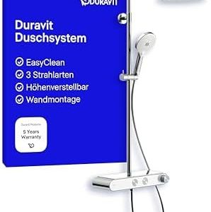 Duravit Duschsystem mit 3 Strahlarten – Verstellbare Kopfbrause für entspannte Wellnessmomente in Ihrem Badezimmer