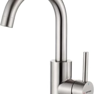 GRIFEMA 360° drehbarer Wasserhahn Bad - Edelstahl Einhebelmischer für Gäste-WC, wassersparend und einfach montierbar