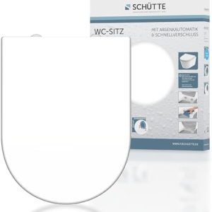 SCHÜTTE Duroplast WC Sitz D Form mit Absenkautomatik & Schnellverschluss, 175 kg max. belastbar, ideal für exzellente Hy