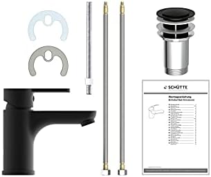 SCHÜTTE 44106 DENVER Waschtischarmatur, elegante Einhebelmischer mit Pop-Up Ventil für modernes Badezimmer, schwarz matt