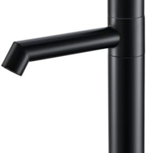Matt Schwarz Waschtischarmatur - 360° drehbarer Einhebelmischer für Bad mit 122 mm Auslaufhöhe und Warm-Kaltwassermische