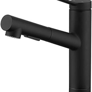 CREA Küchenarmatur mit Ausziehbarer Brause, 2 Strahlarten, 120° Drehbar, Matt Schwarz für Ihre moderne Küche