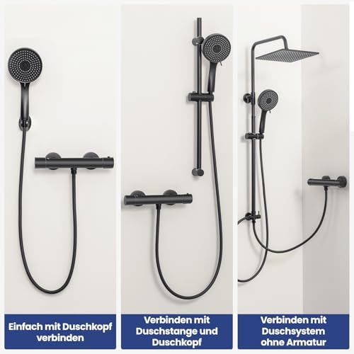 Auralum Duscharmatur mit Thermostat und 38°C Sicherheitssperre für sicheres Duschen im Bad – Anti-Verbrühungsdesign in S