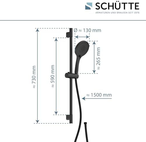 Schütte Capri Duschstange & Handbrause – 3-fach verstellbar, elegante Regendusche für Ihr Badezimmer