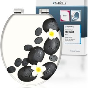 SCHÜTTE WC-Sitz STONE Holz mit Absenkautomatik | Robuster Toilettensitz für komfortable Nutzung | Weiß für modernes Bad