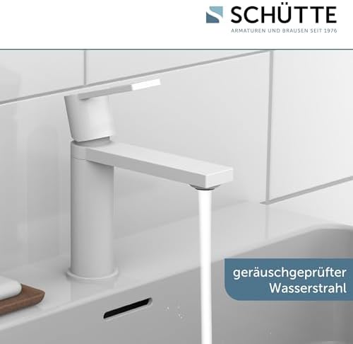 SCHÜTTE Waschtischarmatur MANHATTAN 33010 – Eleganter Wasserhahn für das Badezimmer mit Pop Up Abflussstopfen, Chromober