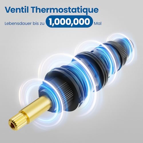 Auralum Duscharmatur mit Thermostat und 38°C Sicherheitssperre für sicheres Duschen im Bad – Anti-Verbrühungsdesign in S