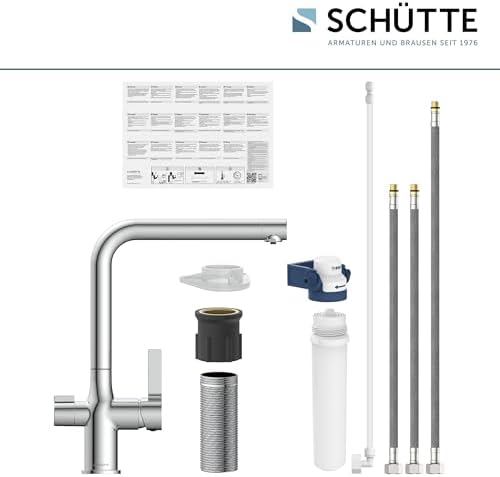 SCHÜTTE AQUASTAR PRO 3 Wege Küchenarmatur mit Filtersystem für sauberes Trinkwasser in Edelstahloptik