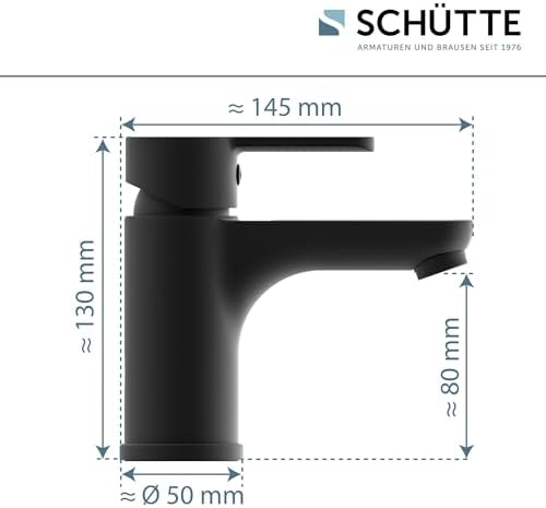SCHÜTTE 44106 DENVER Waschtischarmatur, elegante Einhebelmischer mit Pop-Up Ventil für modernes Badezimmer, schwarz matt