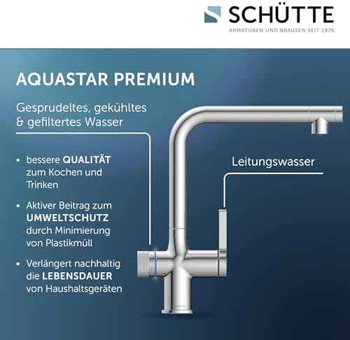 SCHÜTTE AQUASTAR PRO 3 Wege Küchenarmatur mit Filtersystem für sauberes Trinkwasser in Edelstahloptik