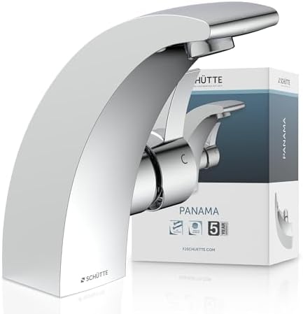 SCHÜTTE 98100 PANAMA Design Wasserhahn für Bad – Elegante, geräuscharme Waschtischarmatur mit 35mm-Kartusche in Chrom