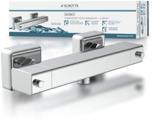 SCHÜTTE 52485 SIGNO Thermostat Duscharmatur mit Verbrühschutz, elegante Chrom-Mischbatterie für sicheres Duschen