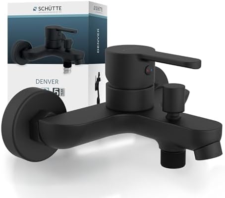 SCHÜTTE 44106 DENVER Waschtischarmatur, elegante Einhebelmischer mit Pop-Up Ventil für modernes Badezimmer, schwarz matt