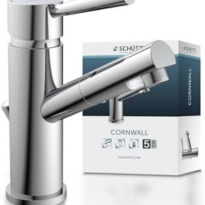 Schütte Cornwall Badarmatur – Einhebelmischer für Waschbecken, Chrom, Hochdruck, ideal für moderne Badezimmer