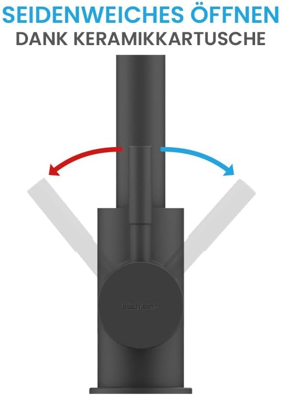 Bächlein Varvaro Küchenarmatur – 360° schwenkbar, matt schwarz, Edelstahl, ideal für moderne Küchen
