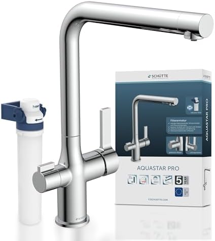 SCHÜTTE AQUASTAR PRO 3 Wege Küchenarmatur mit Filtersystem für sauberes Trinkwasser in Edelstahloptik