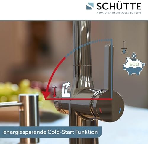 SCHÜTTE AQUASTAR PRO 3 Wege Küchenarmatur mit Filtersystem für sauberes Trinkwasser in Edelstahloptik