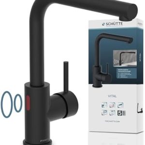 SCHÜTTE 99760 VITAL Sensor Küchenarmatur mit ausziehbarer Brause für berührungsloses Wasser in Schwarz