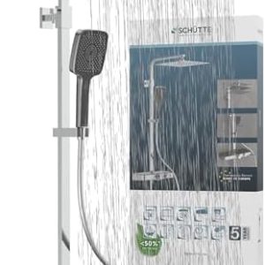 Schütte OCEAN Duschsystem mit Thermostat und Glasablage – Moderne Regendusche für luxuriöse Badezimmergestaltung