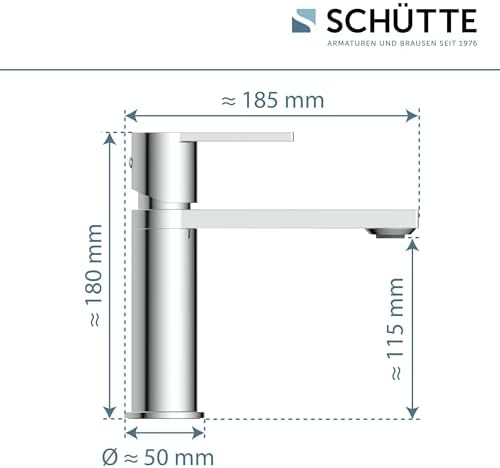SCHÜTTE Waschtischarmatur MANHATTAN 33010 – Eleganter Wasserhahn für das Badezimmer mit Pop Up Abflussstopfen, Chromober