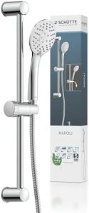 SCHÜTTE Napoli Duschset 64830 – Elegantes Stangenbrauseset mit 4 Strahlarten für luxuriöse Badezimmererlebnisse