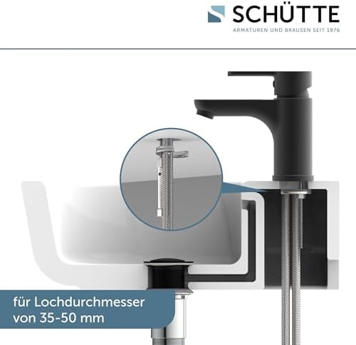 SCHÜTTE 44106 DENVER Waschtischarmatur, elegante Einhebelmischer mit Pop-Up Ventil für modernes Badezimmer, schwarz matt