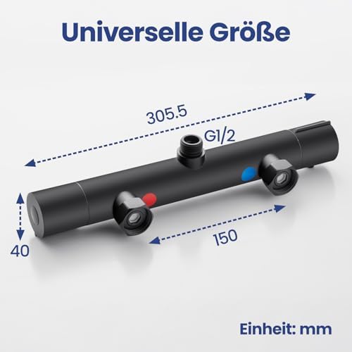Auralum Duscharmatur mit Thermostat und 38°C Sicherheitssperre für sicheres Duschen im Bad – Anti-Verbrühungsdesign in S