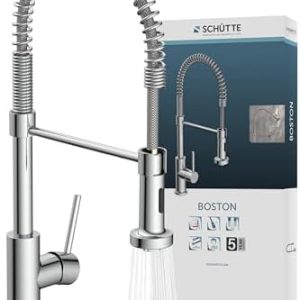 SCHÜTTE 78580 BOSTON Küchenarmatur – Eleganter Einhebelmischer mit ausziehbarer Brause für moderne Küchen, Chrom-Finish