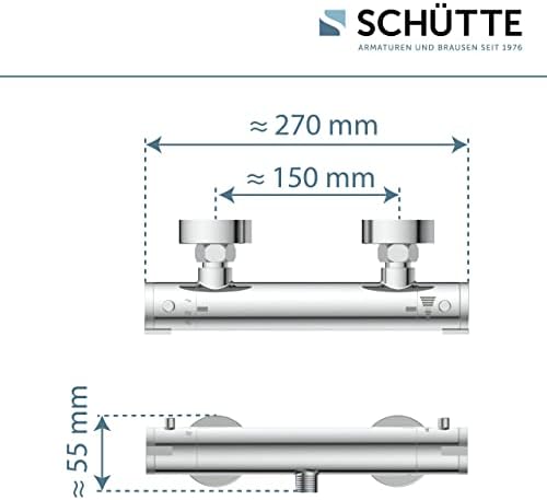 SCHÜTTE LONDON 52465 Duschthermostat mit Verbrühschutz, elegante Brausethermostat für sicheres Duschen in Chrom