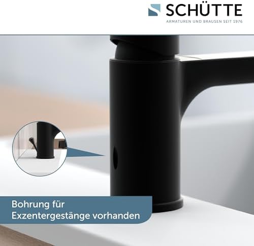 SCHÜTTE 44106 DENVER Waschtischarmatur, elegante Einhebelmischer mit Pop-Up Ventil für modernes Badezimmer, schwarz matt