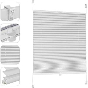 Sekey Plissee ohne Bohren für Verdunkelung, Klemmfix Jalousie 80cm, blickdicht für Fenster im Wohnbereich - 80x100cm, We