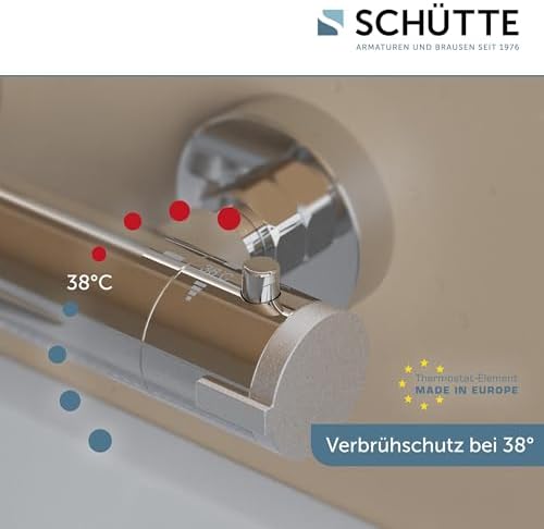 SCHÜTTE LONDON 52465 Duschthermostat mit Verbrühschutz, elegante Brausethermostat für sicheres Duschen in Chrom