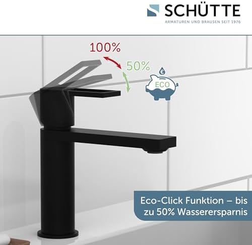 SCHÜTTE Waschtischarmatur MANHATTAN 33010 – Eleganter Wasserhahn für das Badezimmer mit Pop Up Abflussstopfen, Chromober