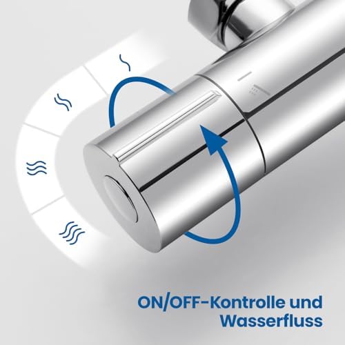 Auralum Duscharmatur mit Thermostat und 38°C Sicherheitssperre für sicheres Duschen im Bad – Anti-Verbrühungsdesign in S