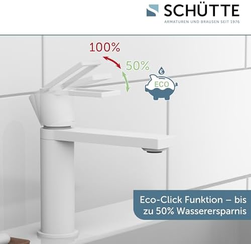 SCHÜTTE Waschtischarmatur MANHATTAN 33010 – Eleganter Wasserhahn für das Badezimmer mit Pop Up Abflussstopfen, Chromober