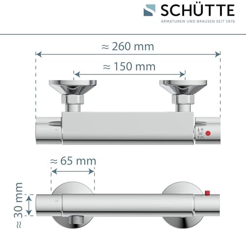 SCHÜTTE VICO Duscharmatur mit Sicherheitssperre – thermostatischer Brausemischer für entspannende Duscherlebnisse in Chr