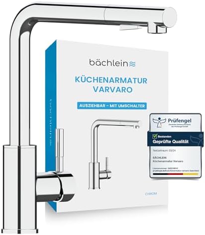 Bächlein Varvaro Küchenarmatur – 360° schwenkbar, matt schwarz, Edelstahl, ideal für moderne Küchen