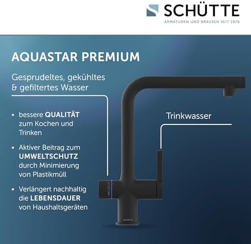 SCHÜTTE AQUASTAR PRO 3 Wege Küchenarmatur mit Filtersystem für sauberes Trinkwasser in Edelstahloptik