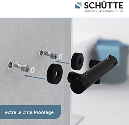 SCHÜTTE 52466 LONDON Thermostat-Duscharmatur mit Verbrühschutz und 64916 Raven Duschstange – Komfortable Duschlösung für