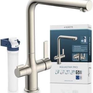 SCHÜTTE AQUASTAR PRO 3 Wege Küchenarmatur mit Filtersystem für sauberes Trinkwasser in Edelstahloptik
