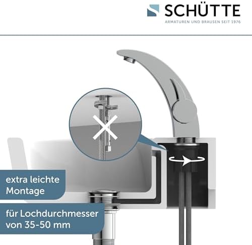 SCHÜTTE 98100 PANAMA Design Wasserhahn für Bad – Elegante, geräuscharme Waschtischarmatur mit 35mm-Kartusche in Chrom