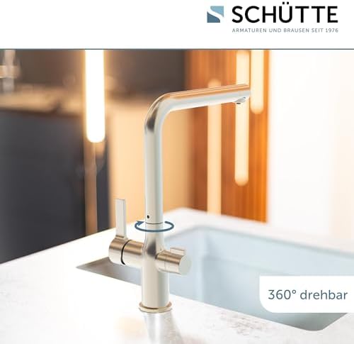 SCHÜTTE AQUASTAR PRO 3 Wege Küchenarmatur mit Filtersystem für sauberes Trinkwasser in Edelstahloptik