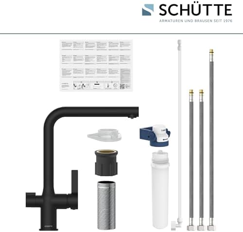 SCHÜTTE AQUASTAR PRO 3 Wege Küchenarmatur mit Filtersystem für sauberes Trinkwasser in Edelstahloptik