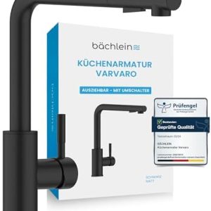 Bächlein Varvaro Küchenarmatur – 360° schwenkbar, matt schwarz, Edelstahl, ideal für moderne Küchen
