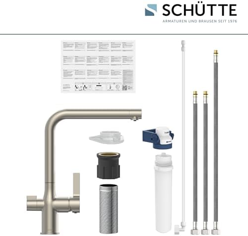 SCHÜTTE AQUASTAR PRO 3 Wege Küchenarmatur mit Filtersystem für sauberes Trinkwasser in Edelstahloptik