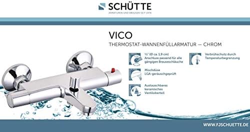 SCHÜTTE VICO Duscharmatur mit Sicherheitssperre – thermostatischer Brausemischer für entspannende Duscherlebnisse in Chr