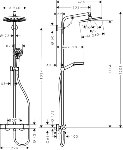 hansgrohe Crometta S Duschsystem – Hochwertige Regendusche mit Thermostat, ideal für entspannende Duscherlebnisse